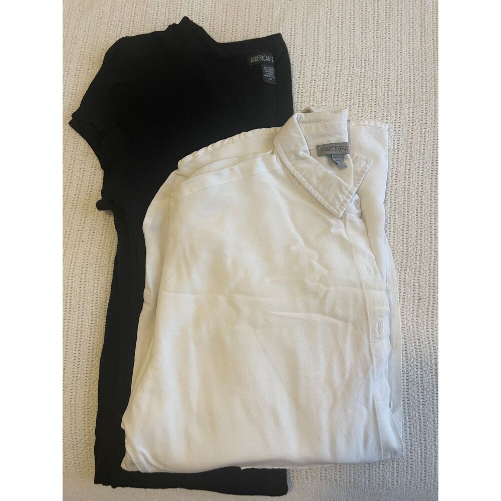 Cozy Chic Winter Bundle – White Button Tunic + Black Midi Dress (M)